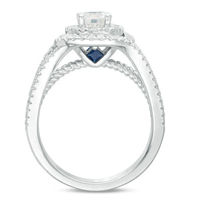 Vera Wang Love Collection 0.95 CT. T.W. Diamond Swirl Frame Split Shank Engagement Ring in 14K White Gold