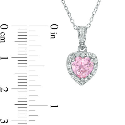 7.0mm Heart-Shaped Lab-Created Pink and White Sapphire Frame Pendant in Sterling Silver