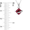 Thumbnail Image 2 of 6.0mm Princess-Cut Lab-Created Ruby Overlay Pendant and Stud Earrings Set in Sterling Silver