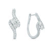 Thumbnail Image 1 of Ever Us™ 1.45 CT. T.W. Two-Stone Diamond Bypass Hoop Earrings in 14K White Gold