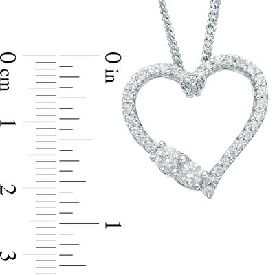 Ever Us™ 0.95 CT. T.W. Two-Stone Diamond Heart Pendant in 14K White Gold - 19"