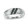 1/15 CT. T.W. Black Diamond Double Row Slant Wedding Band in Sterling Silver (1 Line)