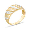 Diamond-Cut Slant Dome Ring in 10K Two-Tone Gold