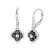 Thumbnail Image 0 of Oval Black Spinel and Lab-Created White Sapphire Frame Clover Drop Earrings in Sterling Silver