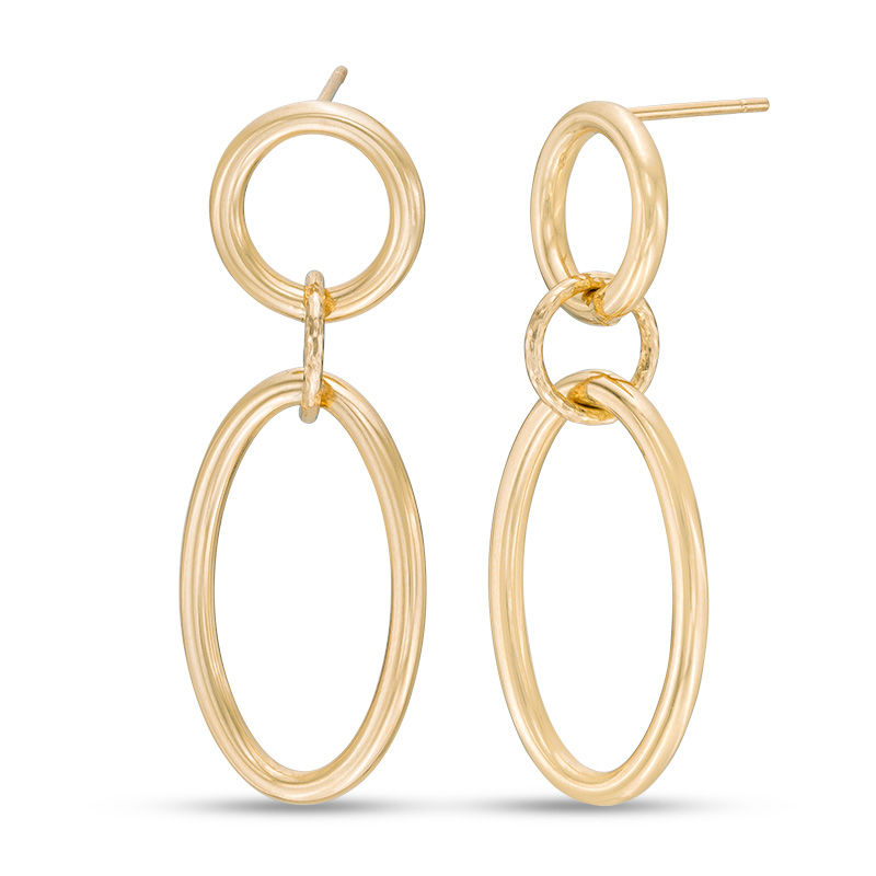 Interlocking Open Drop Earrings in 10K Gold|Peoples Jewellers