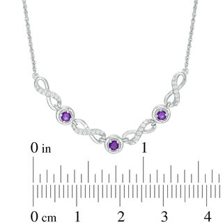 Amethyst and 0.18 CT. T.W. Diamond Three Stone Infinity Symbol Necklace in Sterling Silver