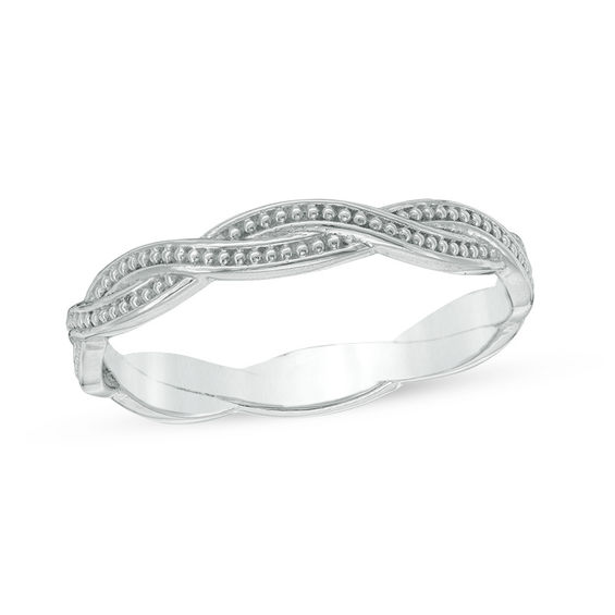 2.8mm Diamond-Cut Braid Wedding Band in 10K White Gold - Size 6