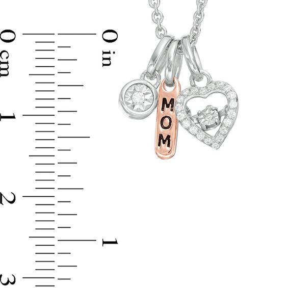 Unstoppable Love™ 0.10 CT. T.W. Diamond "MOM" Charm Pendant in Sterling Silver with 14K Rose Gold Plate