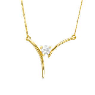 0.25 CT. Certified Canadian Diamond Solitaire Bypass Necklace in 14K Gold (I/I2)