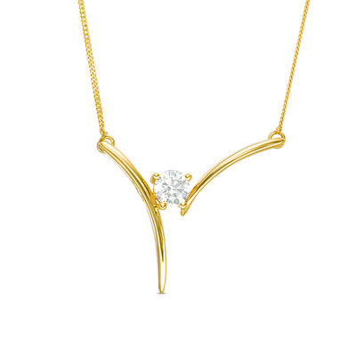 0.25 CT. Certified Canadian Diamond Solitaire Bypass Necklace in 14K Gold (I/I2)