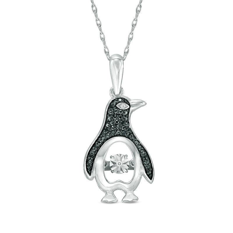 Unstoppable Love™ 0.07 CT. T.W. Enhanced Black and White Diamond Penguin Pendant in Sterling Silver|Peoples Jewellers