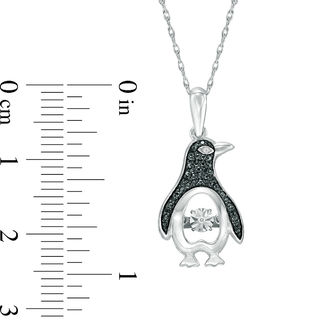 Unstoppable Love™ 0.07 CT. T.W. Enhanced Black and White Diamond Penguin Pendant in Sterling Silver