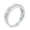 Men's 0.30 CT. T.W. Square-Cut Diamond Station Milgrain Wedding Band in 10K White Gold