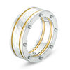 Men's 8.0mm Hammered Centre Yellow IP Stripes Riveted Wedding Band in Stainless Steel - Size 10