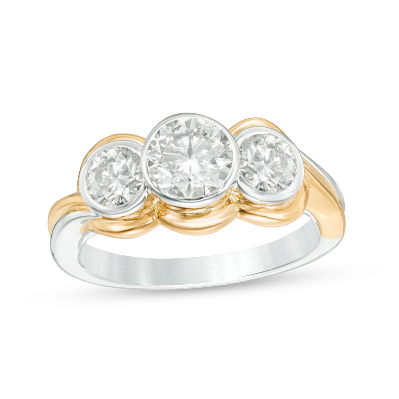 1.42 CT. T.W. Diamond Past Present Future® Engagement Ring in 14K Two-Tone Gold|Peoples Jewellers