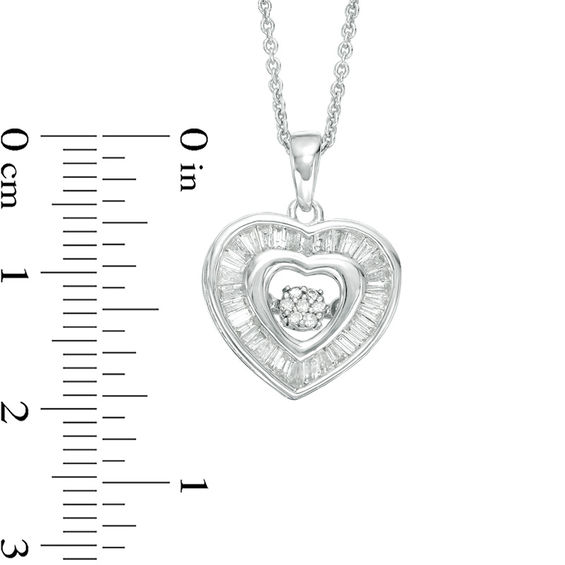 Unstoppable Love™ 0.33 CT. T.W. Baguette and Round Diamond Heart Pendant in 10K White Gold