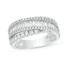 1.18 CT. T.W. Baguette and Round Diamond Layered Crossover Band in 10K White Gold