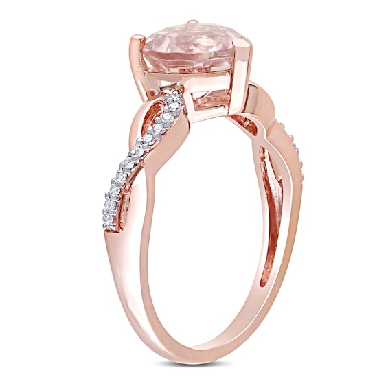 8.0mm Heart-Shaped Morganite and 0.08 CT. T.W. Diamond Infinity Shank Ring in 10K Rose Gold