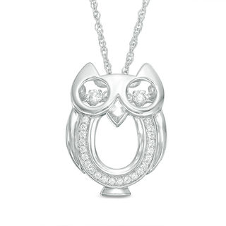 Unstoppable Love™ 0.12 CT. T.W. Diamond Owl Pendant in Sterling Silver