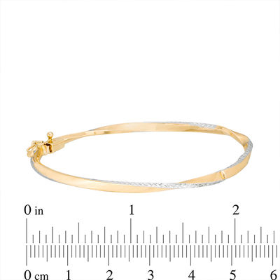 3.2mm Diamond-Cut Twist Hinged Bangle in 10K Two-Tone Gold