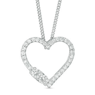 Ever Us™ 0.25 CT. T.W. Two-Stone Diamond Heart Pendant in 14K White Gold - 19"