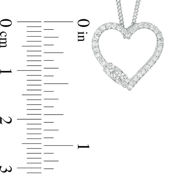 Ever Us™ 0.25 CT. T.W. Two-Stone Diamond Heart Pendant in 14K White Gold - 19"