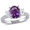 Thumbnail Image 0 of Oval Amethyst and 0.60 CT. T.W. Diamond Three Stone Ring in 14K White Gold