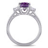 Thumbnail Image 2 of Oval Amethyst and 0.60 CT. T.W. Diamond Three Stone Ring in 14K White Gold