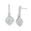 Thumbnail Image 0 of 0.50 CT. T.W. Diamond Tilted Double Cushion Frame Drop Earrings in 10K White Gold