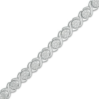 1.00 CT. T.W. Composite Diamond "XO" Link Bracelet in 10K White Gold - 7.5"