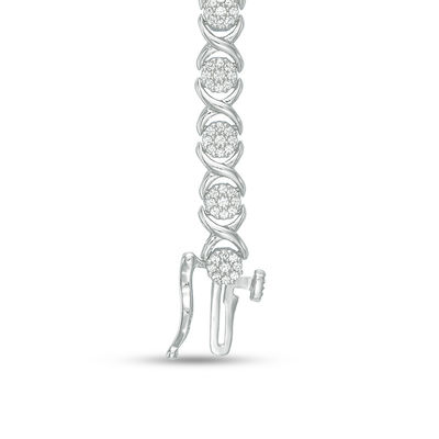 1.00 CT. T.W. Composite Diamond "XO" Link Bracelet in 10K White Gold - 7.5"