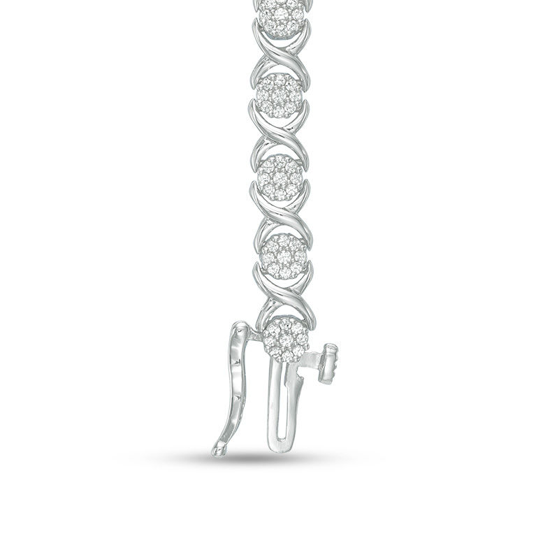 1.00 CT. T.W. Composite Diamond "XO" Link Bracelet in 10K White Gold - 7.5"|Peoples Jewellers