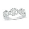 0.50 CT. T.W. Composite Diamond Three Stone Flower Twist Ring in 10K White Gold