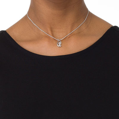 0.09 CT. T.W. Diamond Two Stone Swirl Bolo Necklace in Sterling Silver - 30"