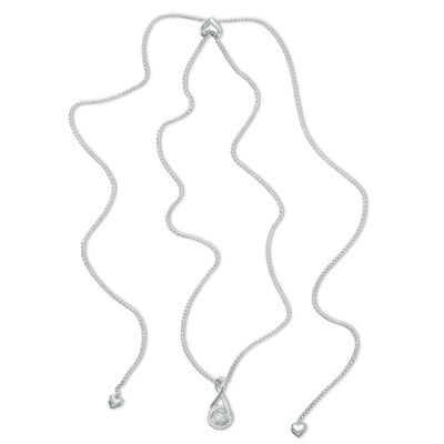 0.11 CT. T.W. Diamond Infinity Loop Bolo Necklace in Sterling Silver - 30"