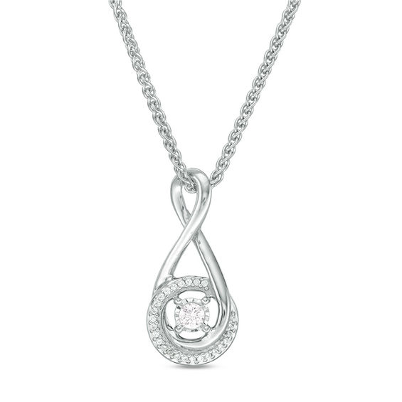 0.11 CT. T.W. Diamond Infinity Loop Bolo Necklace in Sterling Silver - 30"