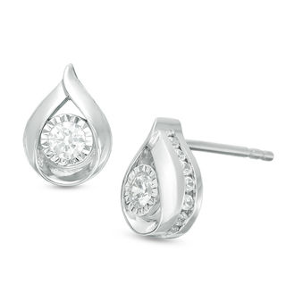 0.50 CT. T.W. Diamond Teardrop Frame Stud Earrings in 10K White Gold