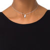 0.18 CT. T.W. Diamond Three Stone Bypass Bolo Necklace in Sterling Silver - 30"