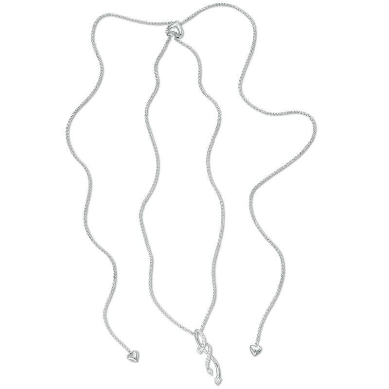 0.18 CT. T.W. Diamond Twist Bolo Necklace in Sterling Silver - 30"|Peoples Jewellers