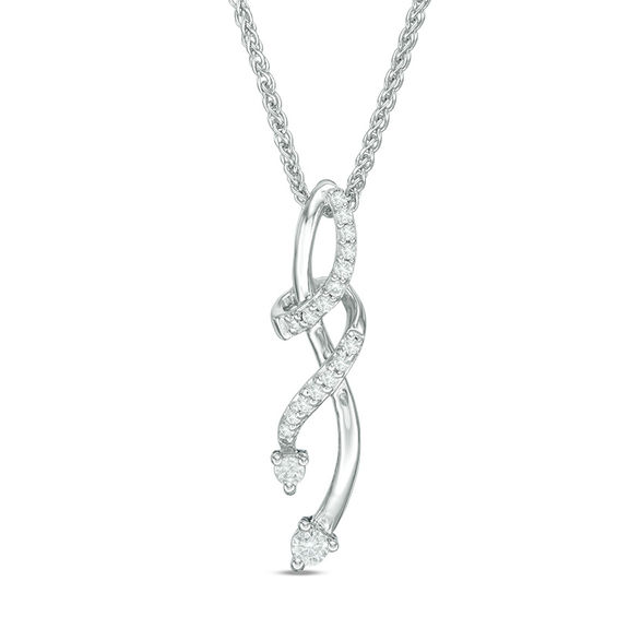 0.18 CT. T.W. Diamond Twist Bolo Necklace in Sterling Silver - 30"