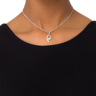 0.23 CT. T.W. Composite Diamond Twist Bolo Necklace in Sterling Silver - 30"