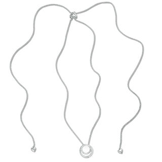 0.23 CT. T.W. Diamond Double Circle Bolo Necklace in Sterling Silver - 30"