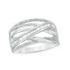 Thumbnail Image 0 of 0.50 CT. T.W. Baguette and Round Diamond Crossover Band in Sterling Silver