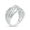 Thumbnail Image 1 of 0.50 CT. T.W. Baguette and Round Diamond Crossover Band in Sterling Silver