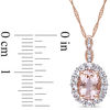 Oval Morganite, White Topaz and Diamond Accent Frame Pendant in 14K Rose Gold