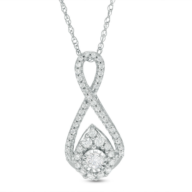 0.25 CT. T.W. Diamond Teardrop Infinity Pendant in 10K White Gold|Peoples Jewellers
