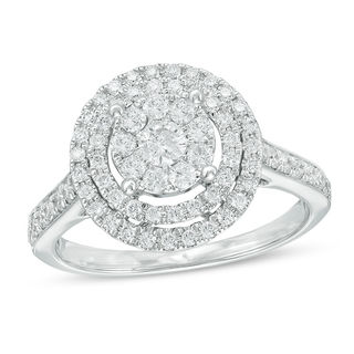 0.75 CT. T.W. Diamond Triple Frame Ring in 10K White Gold