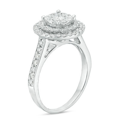 0.75 CT. T.W. Diamond Triple Frame Ring in 10K White Gold