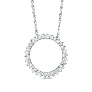 0.25 CT. T.W. Diamond Sunburst Circle Pendant in 10K White Gold