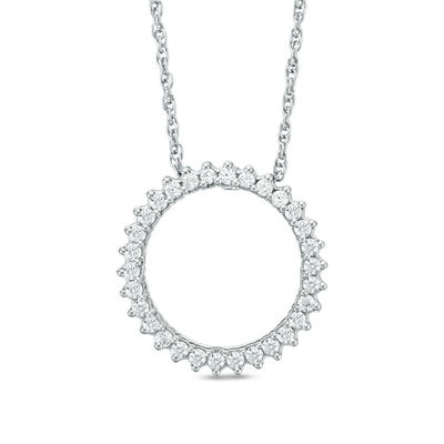 0.25 CT. T.W. Diamond Sunburst Circle Pendant in 10K White Gold